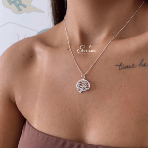 سلسلة فضة ممتازة✨ 925 ✨مع تعليقة على شكل دماغ