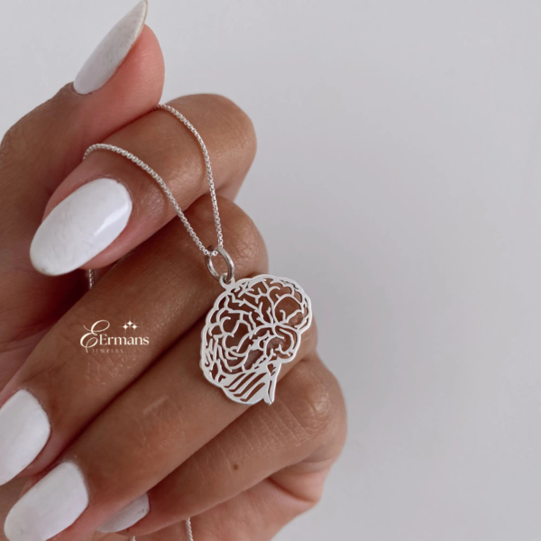 سلسلة فضة ممتازة✨ 925 ✨مع تعليقة على شكل دماغ